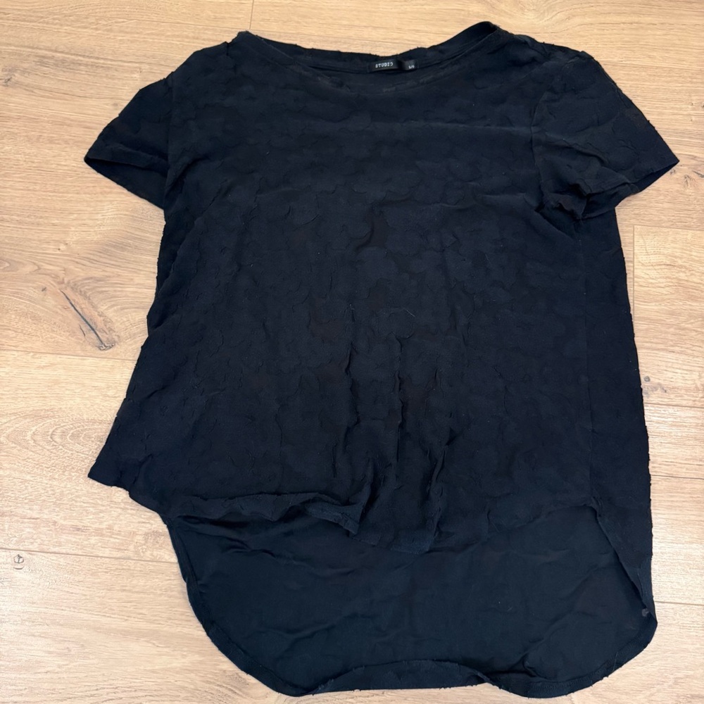 Studio Black Short Sleeve Textured Tee